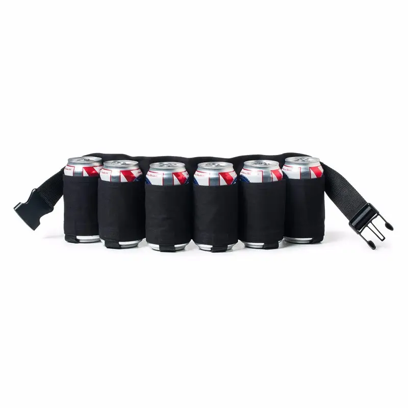6-Pack Thickening Beer Belt Bottle Can Holder Oxford Cloth Drink Belt with Adjustable for Parties Camping Barbeque Fishing Camouflage