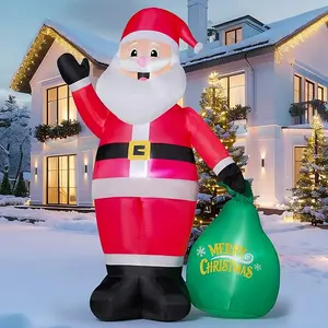 JOYIN 8FT Tall Christmas Inflatable Santa Outdoor Decoration for Yard, Blow Up Santa Decor Holding Gift Bags with Build-in LEDs for Xmas Party Decor Yard Outside Garden Holiday Decoration 8ft Climbing Santa