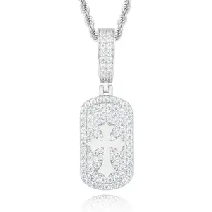 Mother's Day gift  Cross Tag Pendant UCCIYO S925 Sterling Silver Synthetic Moissanite Pendant Necklace for Women Men Hip Hop Jewelry Gift summerwins【#P647】