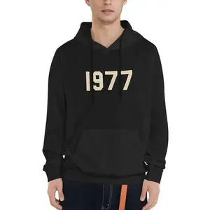 1977 Basic Hoodie Black Sweatshirt Unisex Tracksuits Fleece High-end Street Hip Hop Men Women Sports Casual  Streetwear menswear