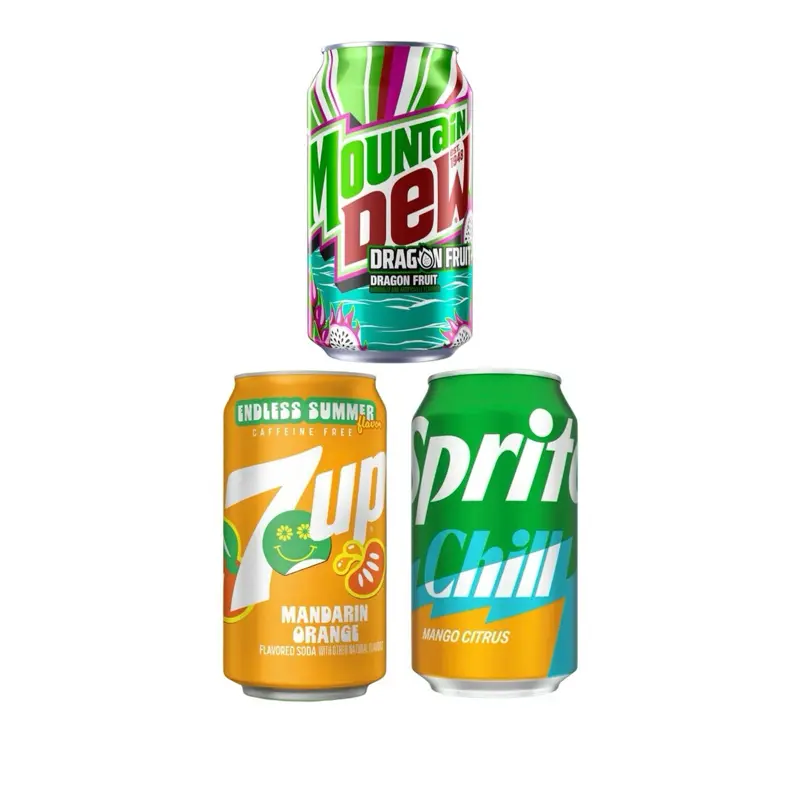 Summer Edition Soda Bundle of 3- Mountain Dew Dragonfruit, 7 Up Endless Summer Mandarin Orange, & Sprite Chill Mango Citrus