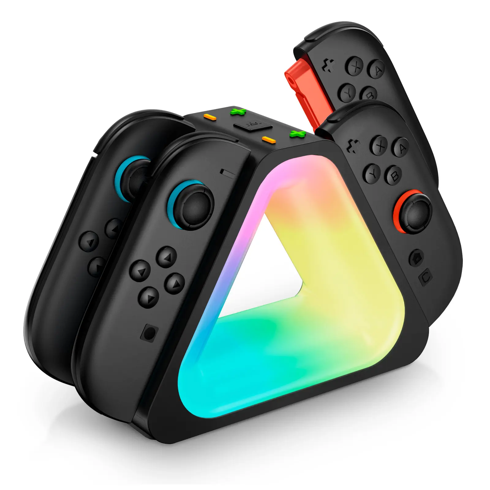 i-Blason 4-in-1 Fast Charging Dock for Nintendo Switch & 2 Joy-Con Controllers - 7 Adjustable RGB Lighting, Magnetic Design, LED Indication, Type-C Cable, Gaming Console Accessory