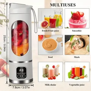 Portable Blender Personal Electric USB，500ML Portable juicer Shakes and Smoothies Blender，Small Blenders，Mixing，Compact、Convenient and Versatile（White）