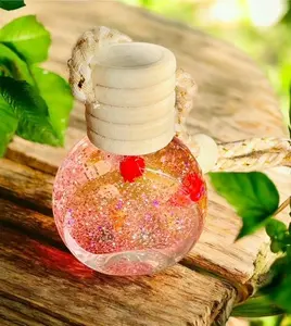 Car Diffusers - Elegant Glass Bottles with Wooden Cap & Cord for Versatile Use - Easy to Use Air Fresheners for Cars & Lockers