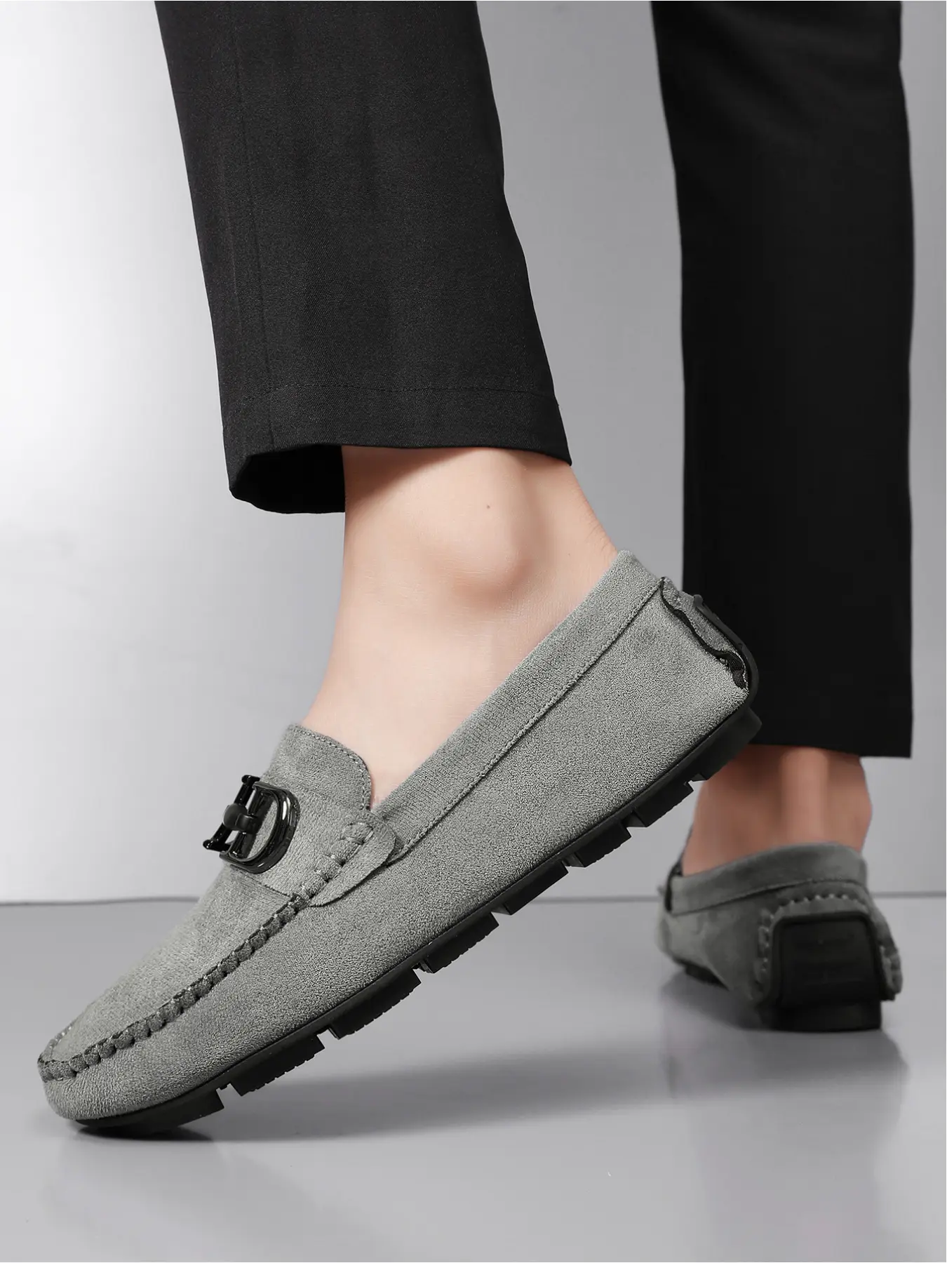 Men's Handmade Suede Slip-On Flat Loafers, Slip On Footwear, Rubber Sole Soft Lightweight Casual Driving Shoes, Walking Shoes
