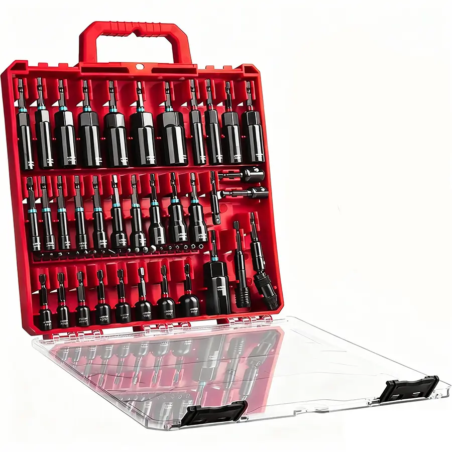 55Pcs Magnetic Impact Nut Driver Set, SAE & Metric Universal Socket Kit with Socket Adapters, Quick Release Extension & Storage Case