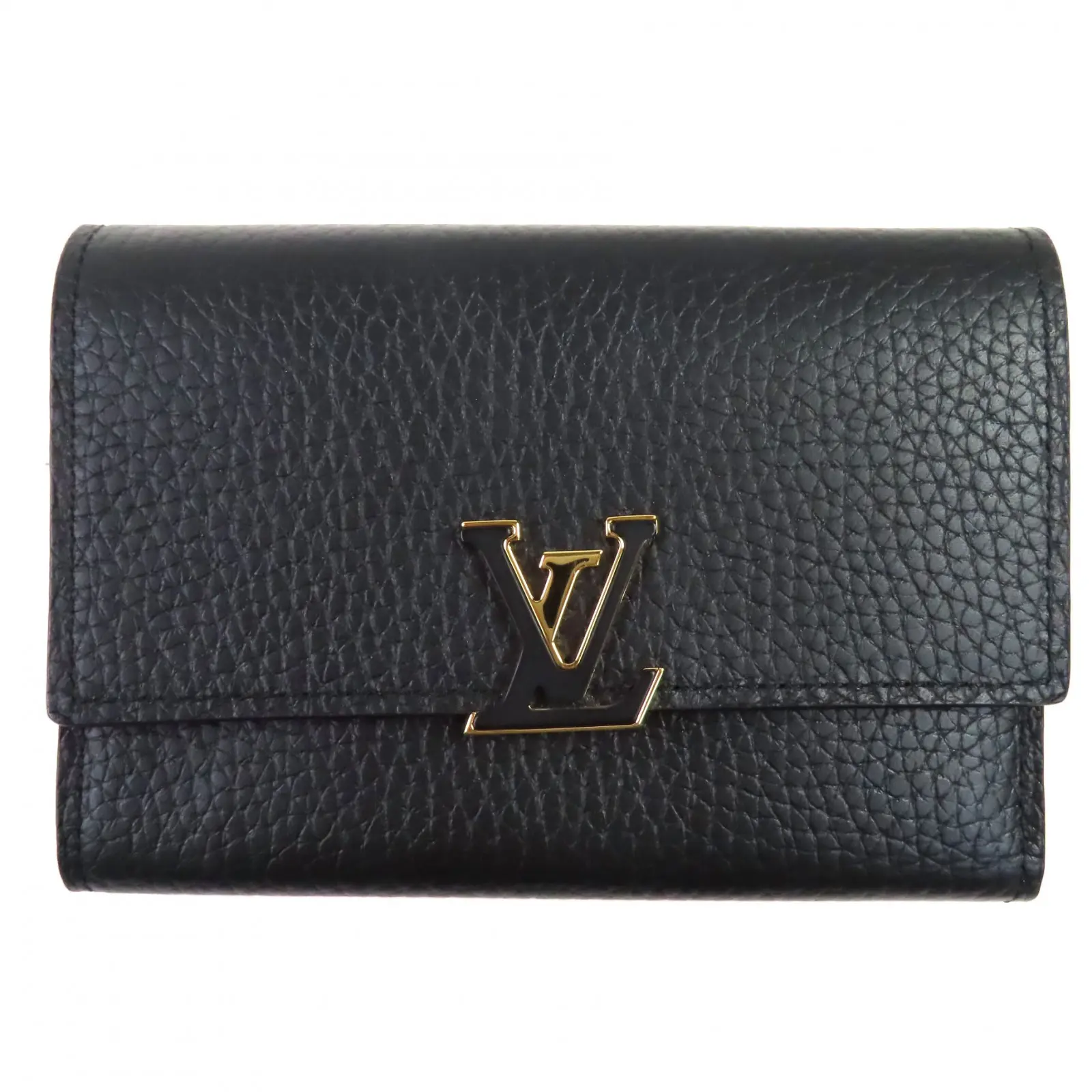 Pre-owned Louis Vuitton Calfskin Small Leather Goods Portefeuille Compact Taurillon Clemence Bifold Wallet