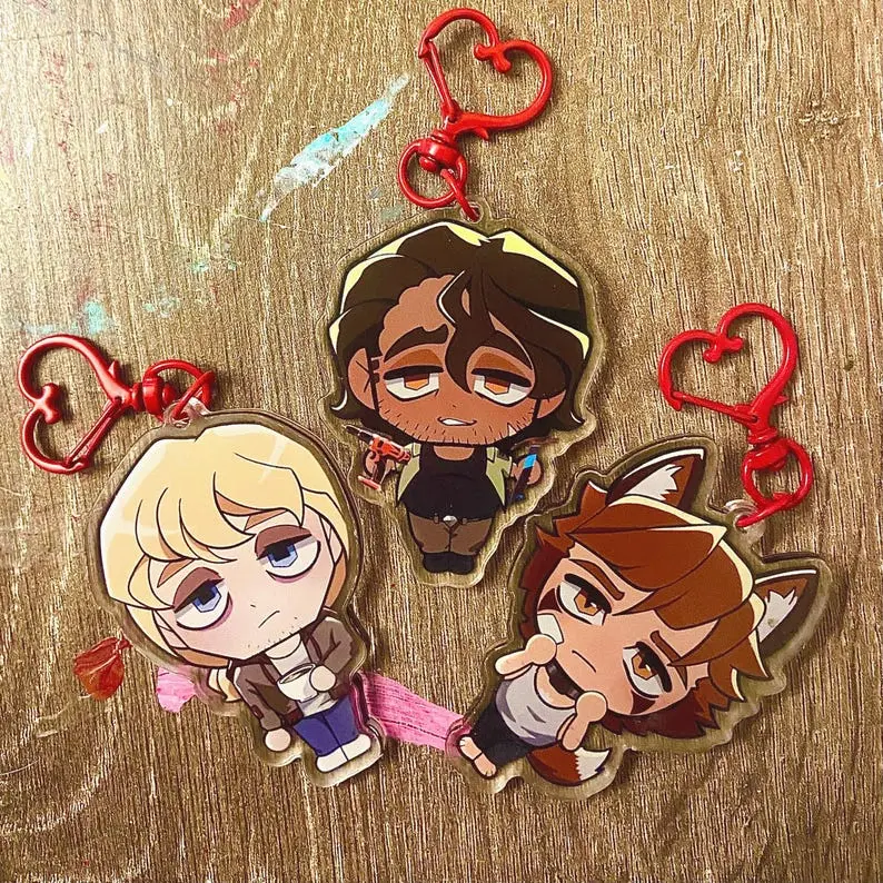 YKMET-BTD Strade, Ren, and Lawrence Keychains, Cute Keyring Accessory, Fun Charm For Backpack Or Purse | High Quality and Customer Favorite Items