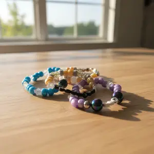 Pony Bead Bracelets Handmade Stretch Bracelet Personalized Name Rainbow Stack Gift