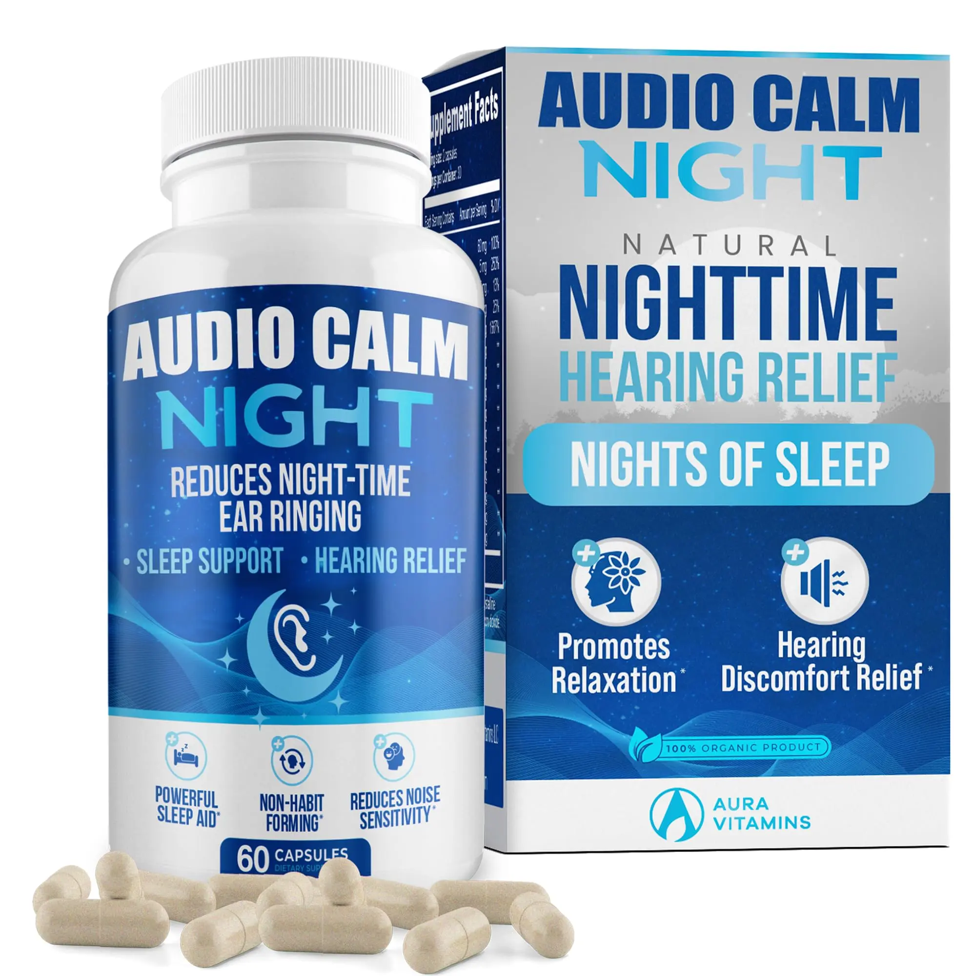 Audio Calm Night (60 Caps) | Natural Tinnitus Relief Supplement for ...