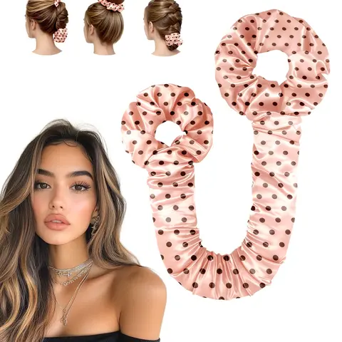 BONNET QUEEN Large Size Satin Heatless Curler Kit - Leopard Print Curler Style Hair Rollers, Hair Tie, Scrunchie, Anti-Frizz Night Tool for Bouncy Textured Curls, Heatless Summer Outdoor Styling