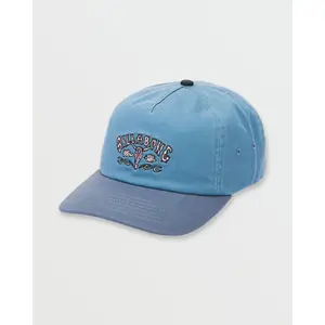 BILLABONG Occy Strapback Hat, 5 Panel Unstructured Demi-Curved Brim Snapback Hat, Washed Fabric Everyday Casual Hat - Cloud Blue