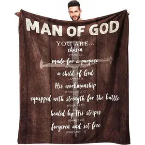Soft Christian Flannel Throw Blanket - Biblical Print, Fade-Resistant, Multi-Size, Contemporary Design, Christian Gifts for Men, Birthday Inspirational Present