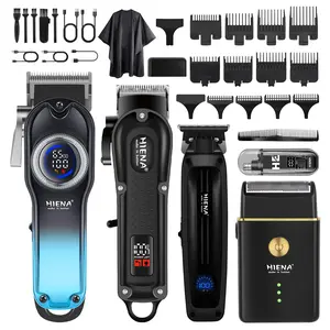 Wireless grooming set, Hair grooming kit, including 5-piece hair clipper and razor, suitable for men, professional, with rechargeable electric shaver and nose hair trimmer, easy to operate, ideal gift, Trimmer Prepack