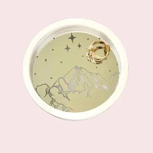 ACOTAR Ring Dish - Round Acrylic Jewelry Dish Velaris City of Star Light Trinket Dish 4x4 Inches Silver Base Stylish Functional Accessory