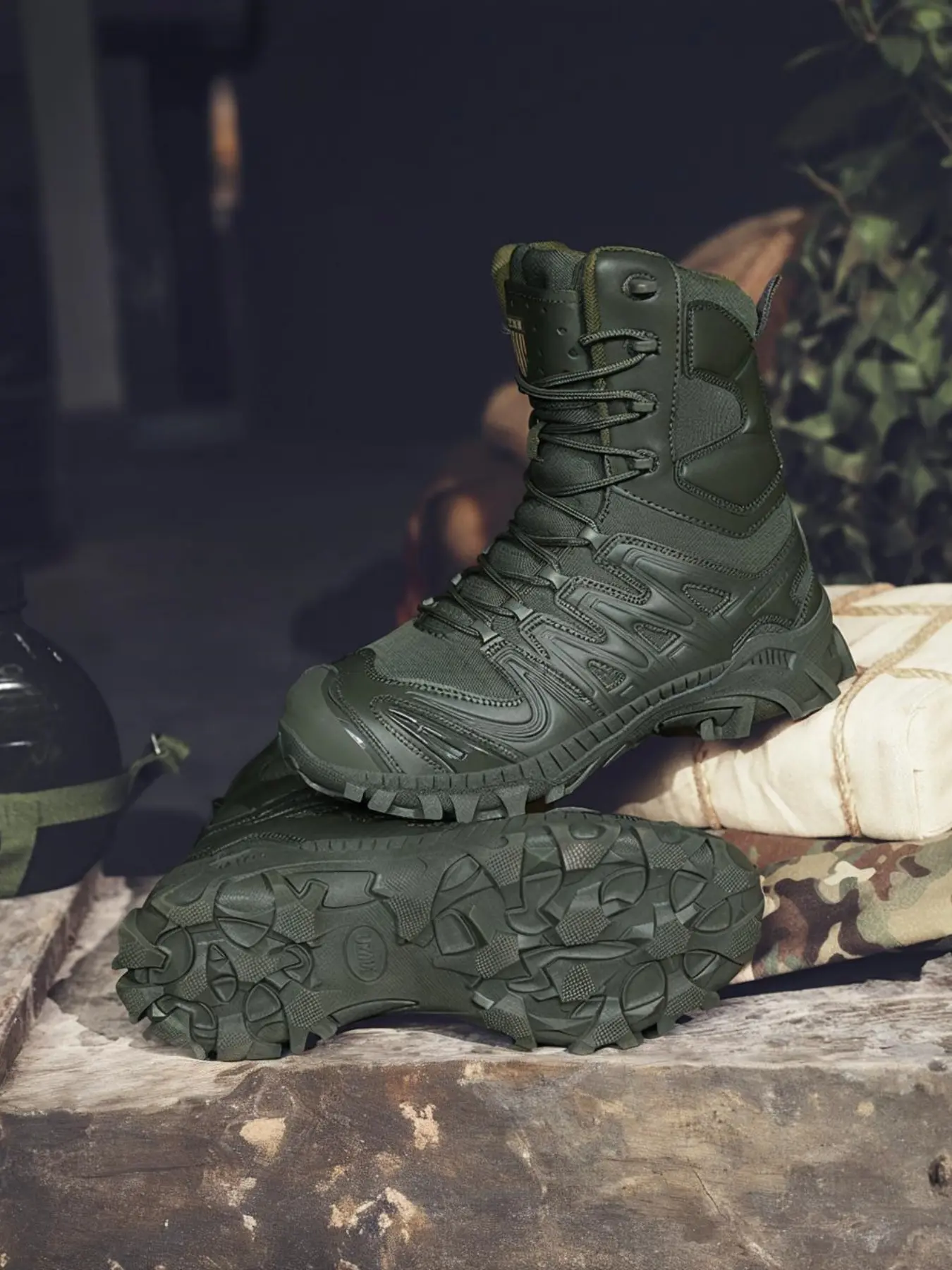 Men's Outdoor Tactical Boots, Hiking Shoes, Mountain Climbing Boots, Snow Boots, Rock Climbing Shoes, Side Zip Design, Durable Outdoor Hiking Lightweight Waterproof Hiking Boots, All Seasons