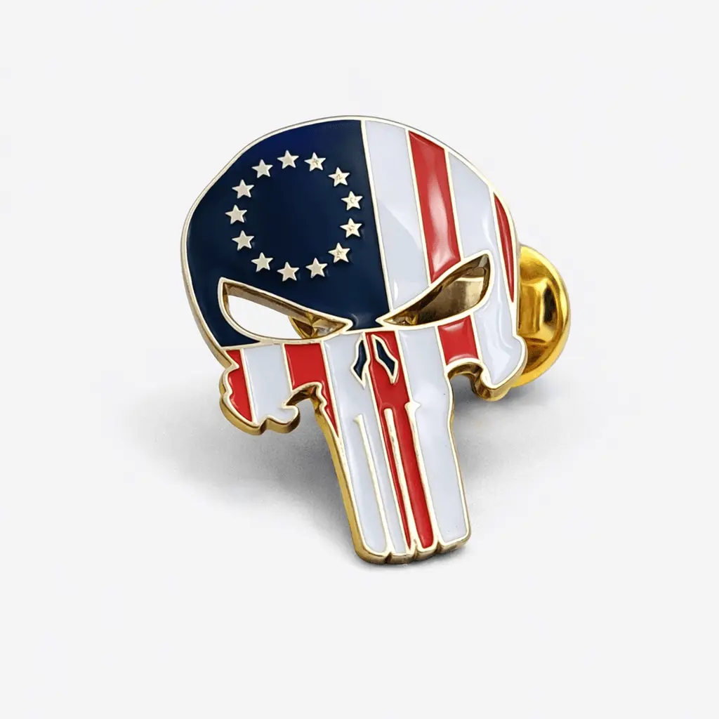 1776 Patriotic Skull Lapel Pin