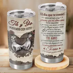 KindCrafts Shop - You And Me 20 Oz Stainless Steel Tumbler - Made in USA, Anniversary Gift For Husband Wife, Romantic Drinkware, Couple Love Story Coffee Cup