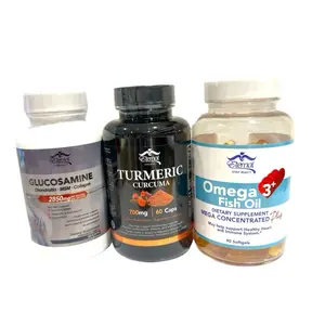 Eternal Spirit Beauty Triple Support Kit with Glucosamine Complex Turmeric Curcuma & Omega 3 Fish Oil for Joint Health
