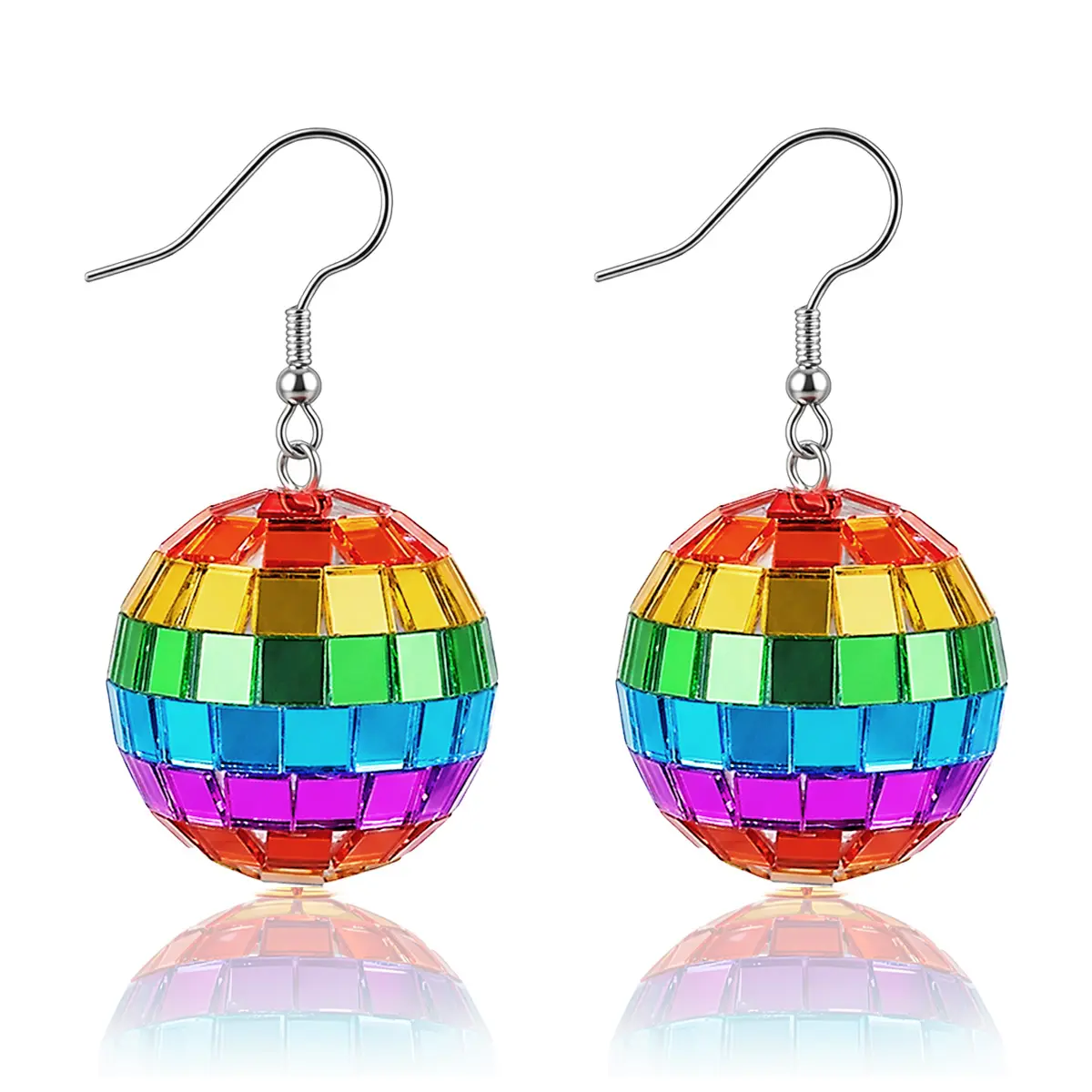 Women's 2-Pair 80s Disco Ball Beads Earrings - Sparkle Effect, Bling Effect, Retro Look, Mirror Design, Casual - Ideal for Theme Parties, Holiday & Birthday Gift