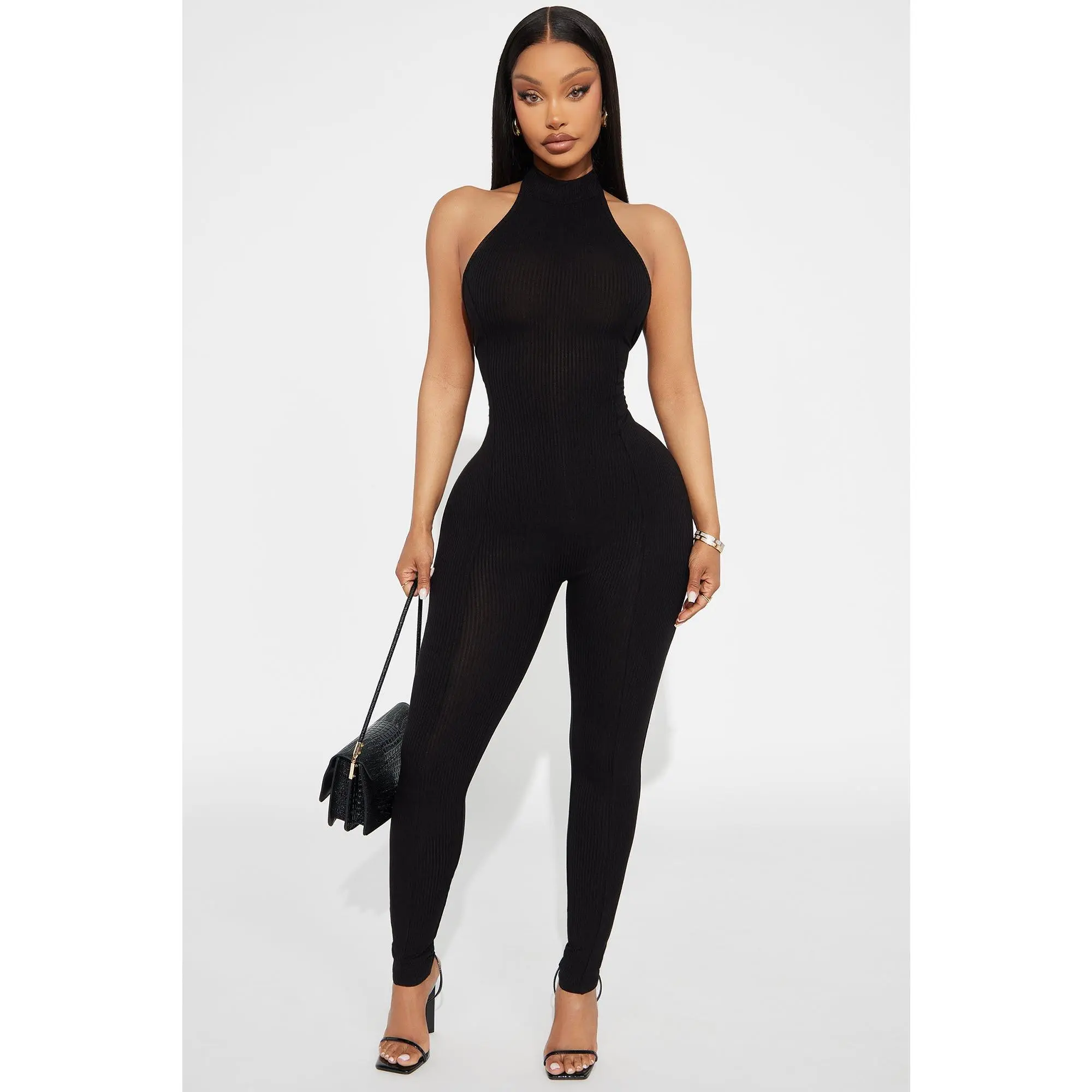 Rubi Ribbed Jumpsuit - Black