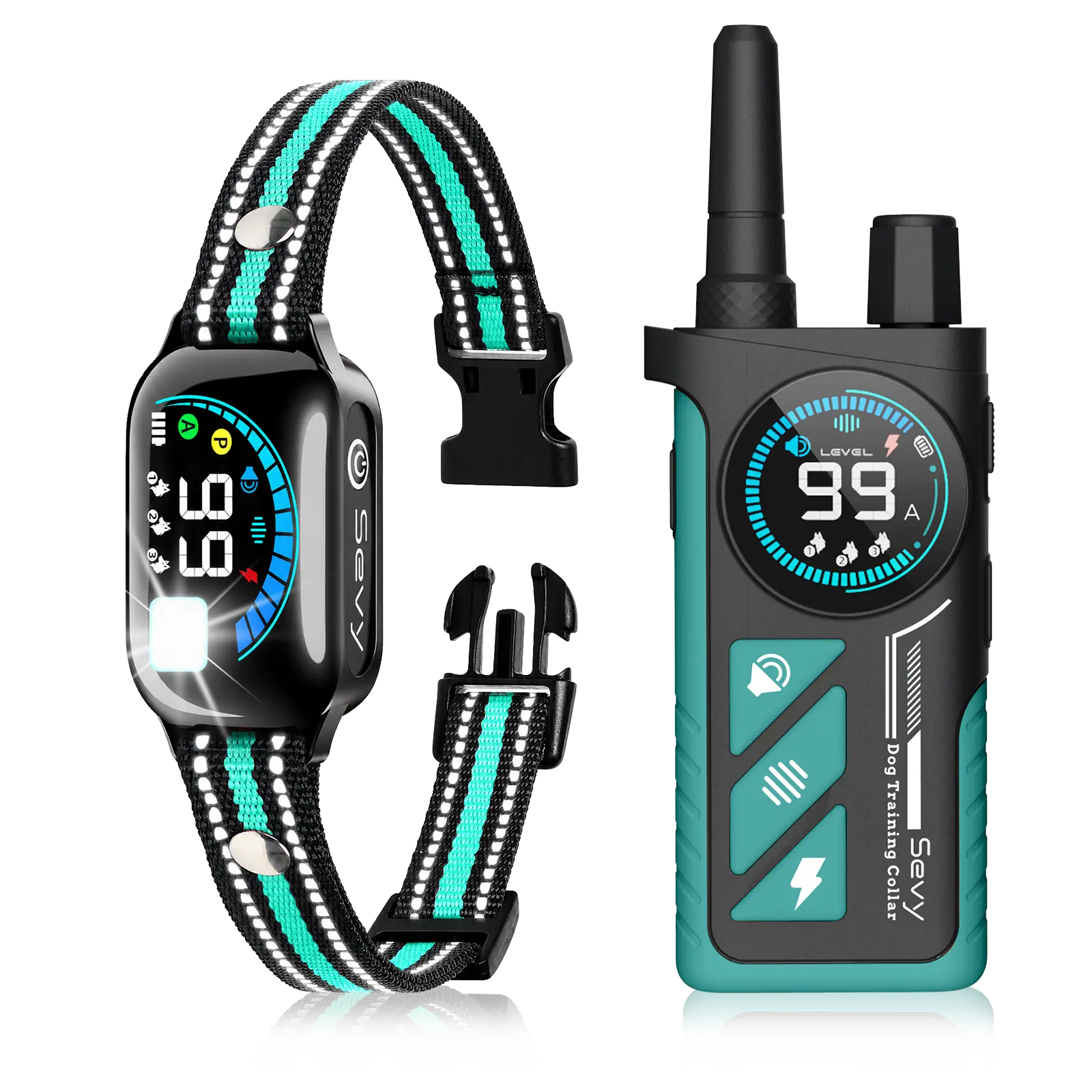 Sevy 2-in-1 Dog Training bark Collar with Remote - Anti-Barking & Shock Functions, 3300FT Range, 4 Modes, LED Light, IP67 Waterproof, Rechargeable LCD for Small/Medium/Large Dogs ipx8