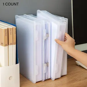 A4 Paper Storage Box, 1 Count Transparent Plastic Square File Holder with Lid, Dustproof Desktop File Storage Box, Document Organizer for Office School Dormitory Home