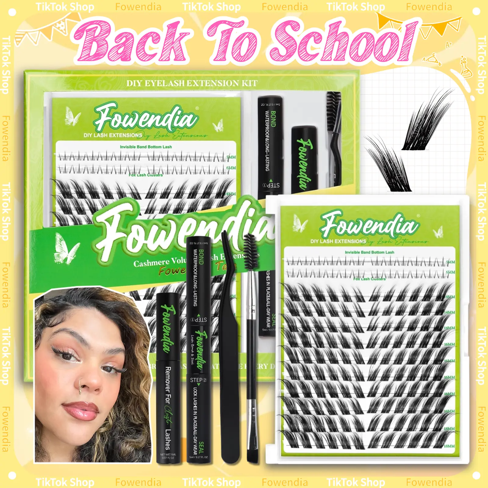Fowendia Lashes Fox Cat Foxeyelash Eye | Waterproof Lash Clusters Kit C/D Curl DIY Extension Kit and Lash Clusters 8-18mm with Bond, Seal, Remover | Super Fine Invisible Band Lashes, Glue-Free Cat Eyelashes Lower Extensions dealsforyoudays