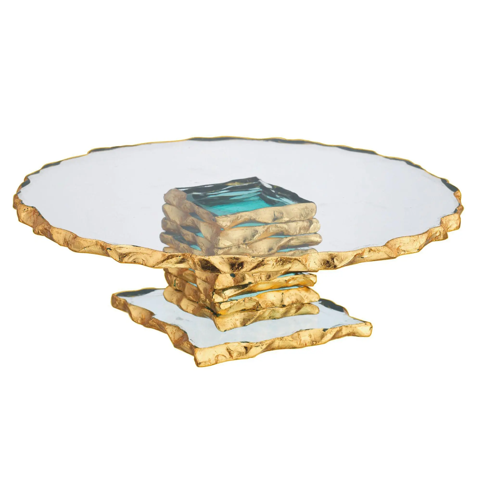 Godinger Harper 13.19" Gold Trimmed Crystal Cak e Stand
