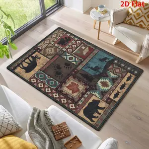 Rustic Cabin Rustic Cabin Area Rug Machine Washable Lodge Rug,Non-Slip Low Pile Print Pattern Decorative Rug for Living Room Bedroom Dining Room