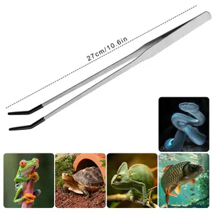 Pet feeding tweezers, lizard food feeding tongs, aquarium cleaning, pet grooming tweezers. Straight tip/curved tip. For turtles, lizards, snakes, fish, birds, frogs, and more—clean and convenient.