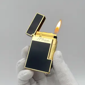 Dunant 1:1 Dupont smooth Black Lacquer Brass Lighter GOLD Gift Glossy