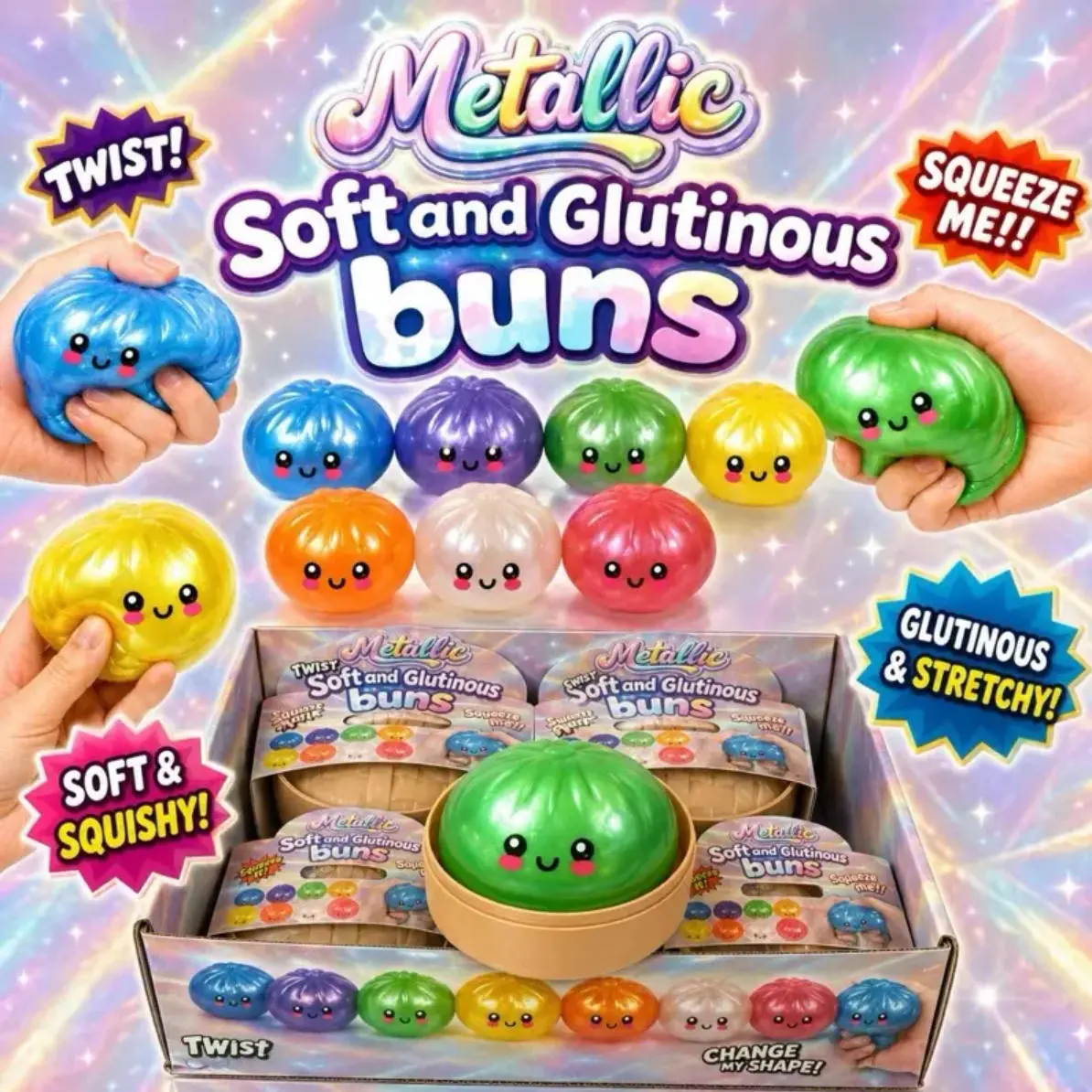 [Buy 1 Get 1 Free]Blind Box 2026 New Gitter Dumpling Squishy with Steamer Box, Soft Sensory Fidget Steamed Bun Squeeze Toy for Adult Stres AnietyRelief