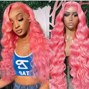 Pink Wig Human Hair 200 Density 13x6 Pink HD Lace Front Wigs Human Hair Pre Plucked Body Wave Human Hair Wig Color Lace Frontal Wigs Human Hair