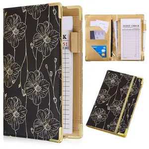 Server Books for Waitress Cute Waitress Book with  Pocket Leather Server Book with Zipper Wallet Black Serving Book Organizer Fit Server Apron
