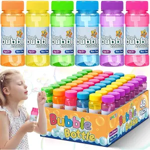 48 Pack Bubble with Wand in 6 Colors, Bulk Favors for Kids, Birthday, Christmas, New Year, Valentine, Carnival, School Classroom Prizes for Boys & Girls, Goodies Bags Stuffers