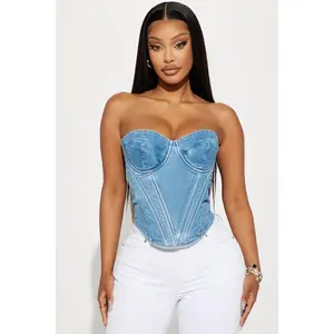 Bae For Tonight Denim Corset Top - Medium Wash
