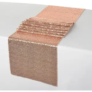 Rose Gold Sequin Table Runner – 12x108" Pack of 10 for Weddings & Parties