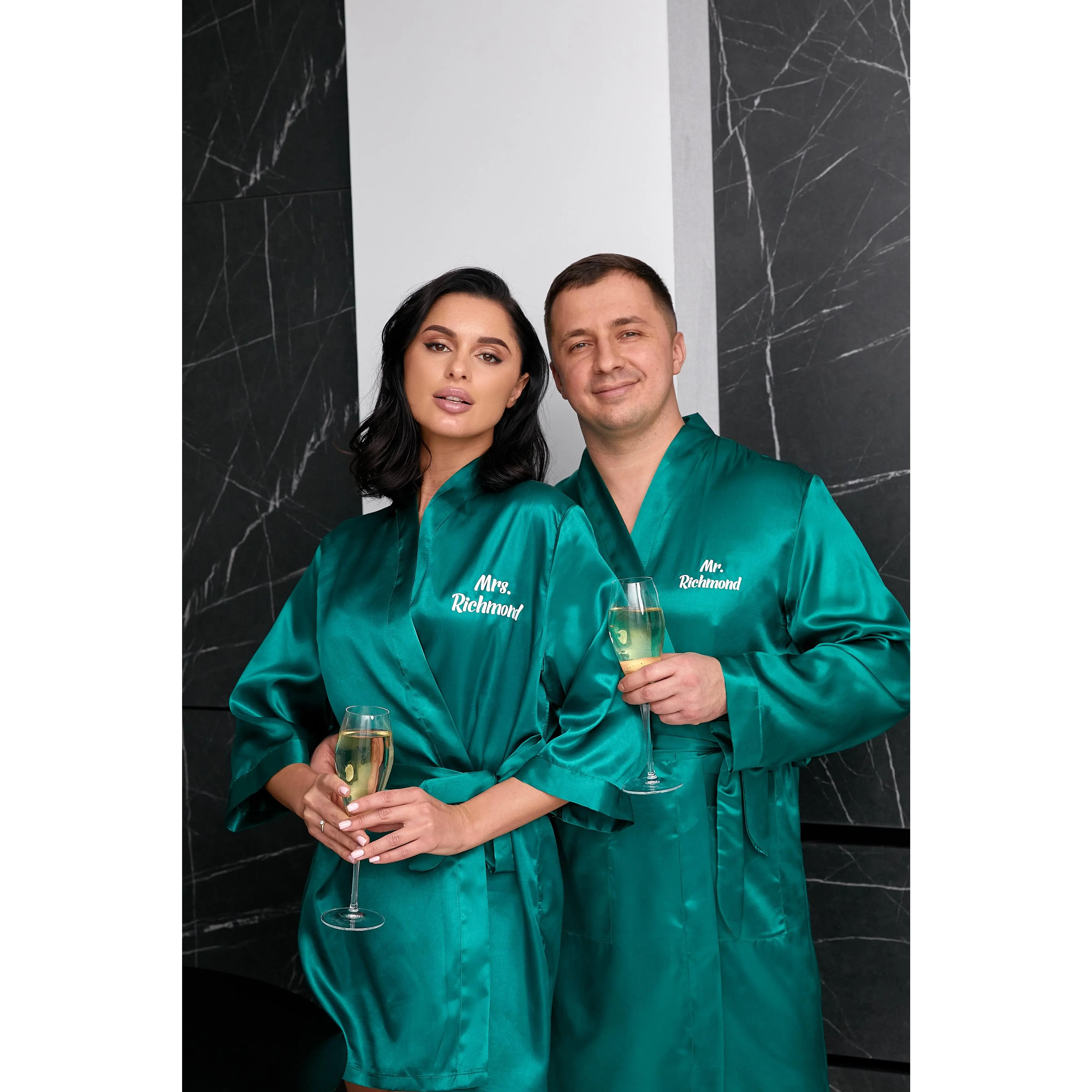 Couple Customized Satin Robes for Her and Him