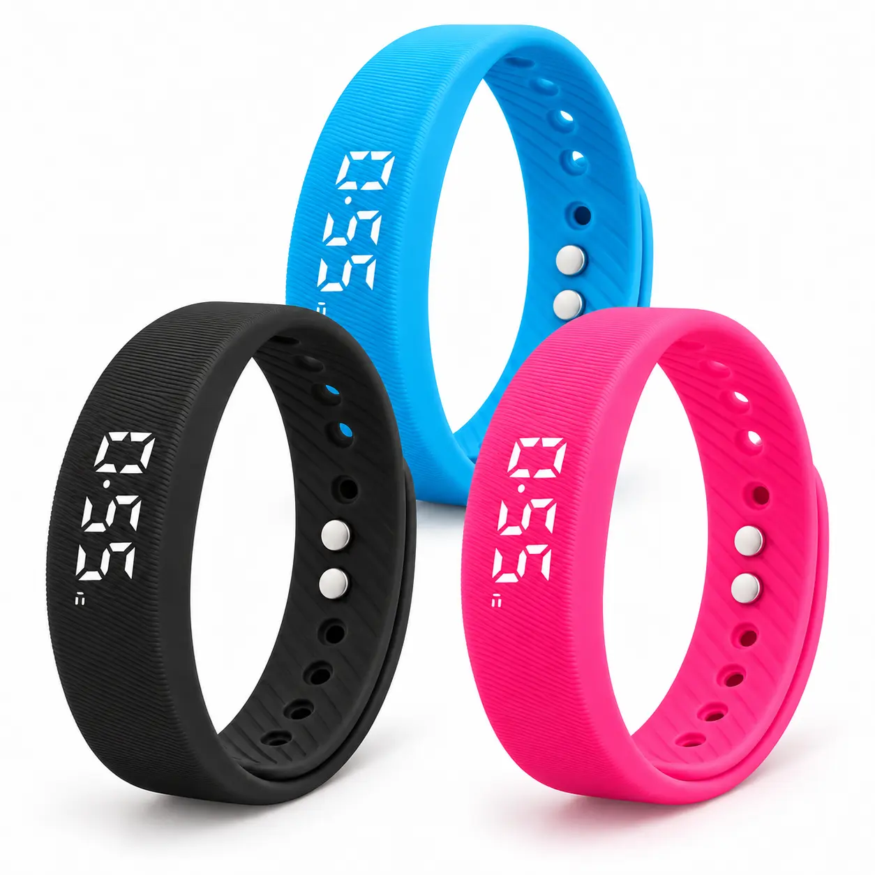LED Digital Wearable Fitness Watch & Activity Tracker Wristband - 3D Step Counter, Calorie Tracking, Distance Monitoring, Stopwatch, Silent Vibration Alarms, USB-A Charging, Silicone Band for Walking, Running