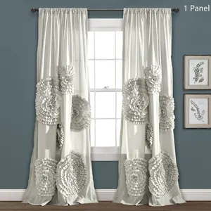 Lush Decor Serena Light Filtering Window Curtain Panel, Single, Sold Individually, 54" Wide- Drapes - Floral Curtains for Bedroom - Cute Curtains - Coquette Decor