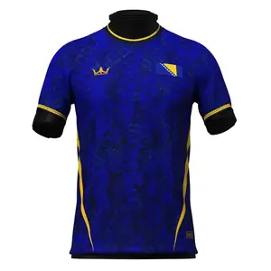 Bosnia Herzegovina Soccer Fan Jersey Blue Gold Scale Texture Unisex Oversized Tee Men Women Streetwear Casual Loose Fit Spring Fall Winter Idol Supporter WC 2026 Multiseason Sport Top