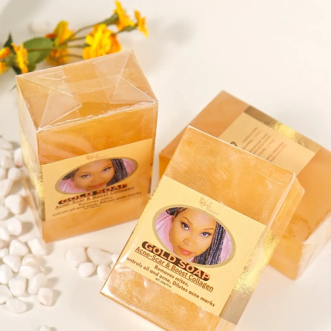 Collagen Gold Soap Bar, 3-Pack Body & Face Cleanser for Anti-Aging, Soothing Acne Control, and Smooth Skin - Scented for All Skin Types, Fragrance, Radiant, Skin Repair