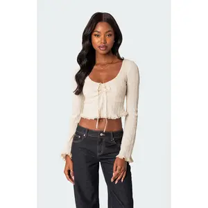 Edikted Women's Lacey Long Sleeve Knit Top
