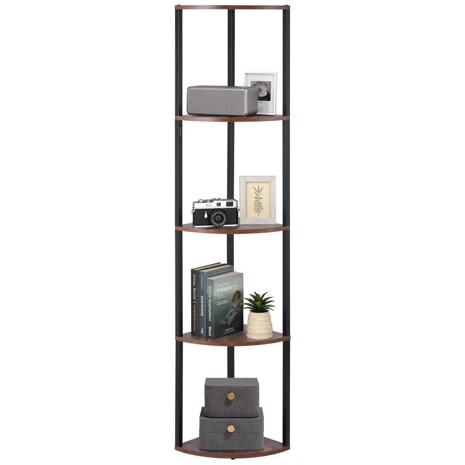 【SummerFinds】VEVOR 5-Tier MDF Corner Shelf, 64" Tall Corner Bookcase with RC/APP-Controlled Multi-Color Lights, Kitchen & Room Decor Storage Shelf for Collectibles, Bedroom/Living Room Use
