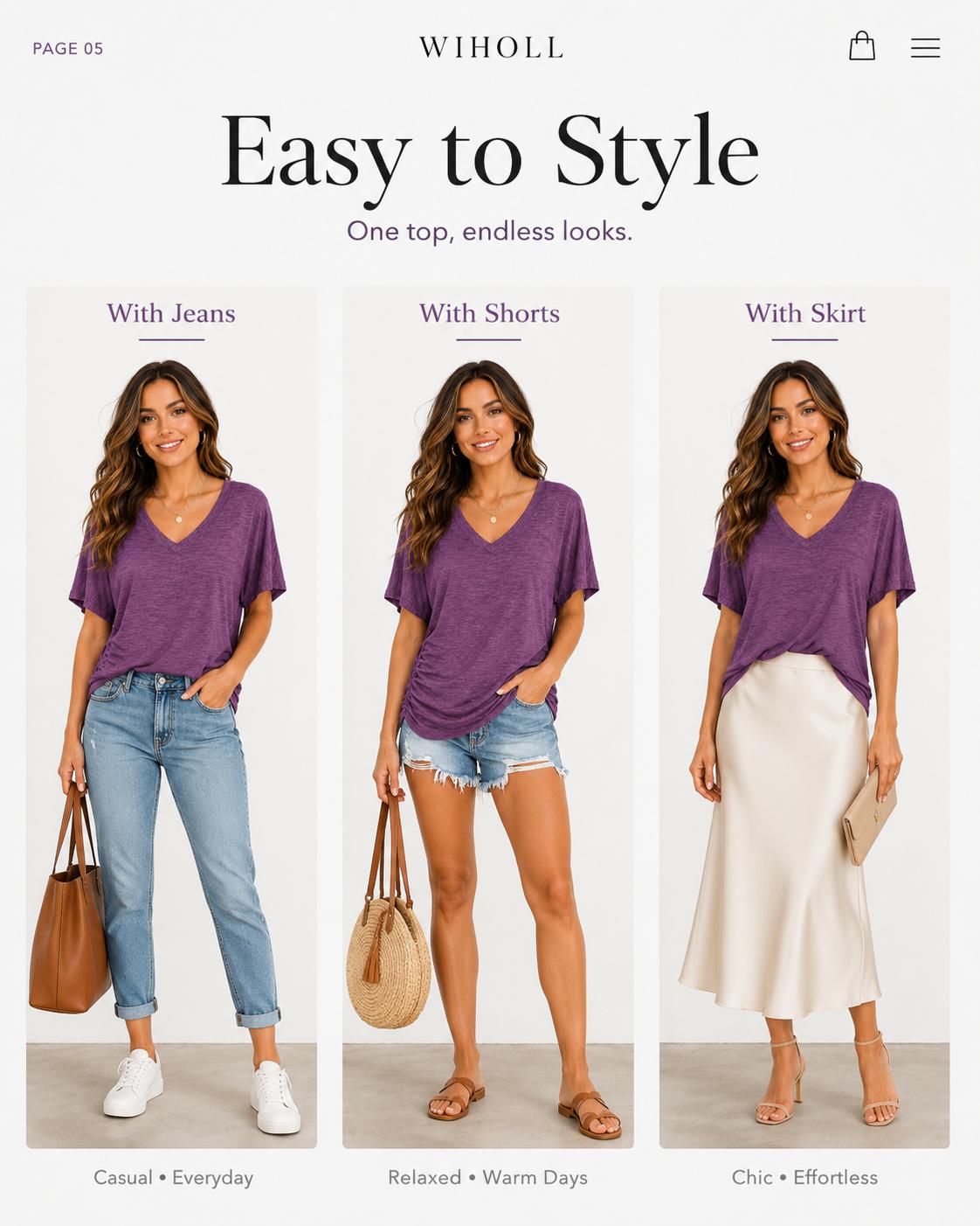 WIHOLL SwimWeek Womens Short Sleeve V Neck Dolman Tops with Side Shirring Loose Fit Shirts WIHOLL SwimWeek Womens Short Sleeve V Neck Dolman Tops with Side Shirring Loose Fit Shirts