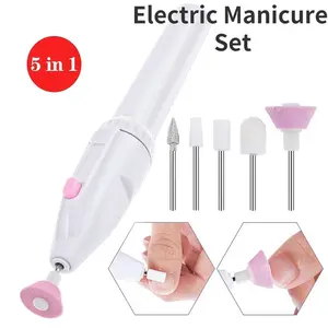Five-In-One Electric Nail File Set, Nail Trimming and Foot Care Kit, Portable Manicure Tool, Nail Sanding Bands for Home and Salon Use, No Battery Included