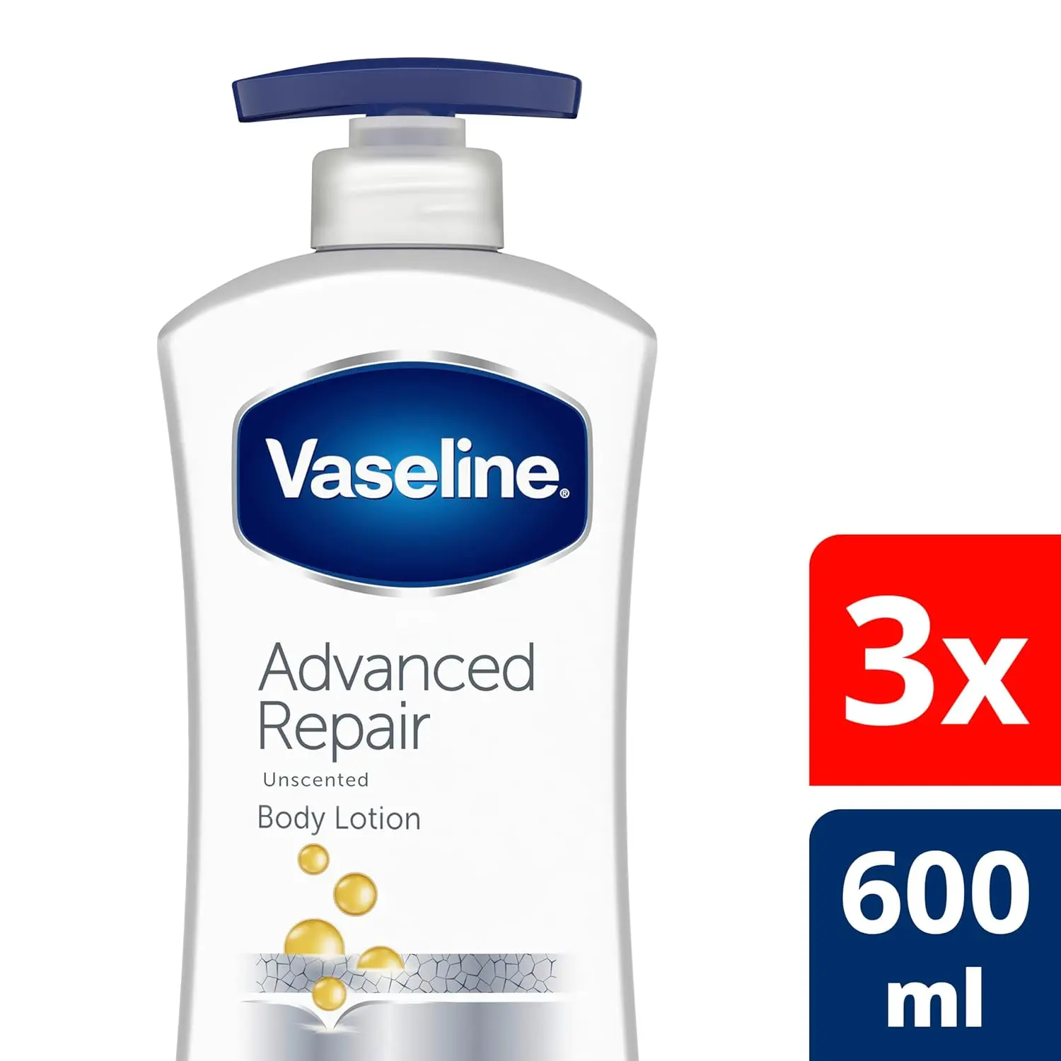 Unilever Vaseline Intensive Care Advanced Repair Body Lotion, Daily Skin Care with Ultra-Hydrating Lipids, Unscented Moisturizer for Extremely Dry Skin, 20.3 oz (Pack of 3)