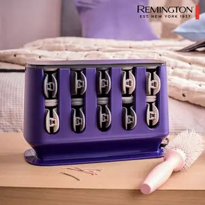Remington Gloss Hair Setters, Hot Rollers, Infused with Micro-Conditioners to Add Shine As You Style, 20 x Rollers, in 2 sizes, Easy Use Clips, Velvet Rollers For Non-Stick Curling
