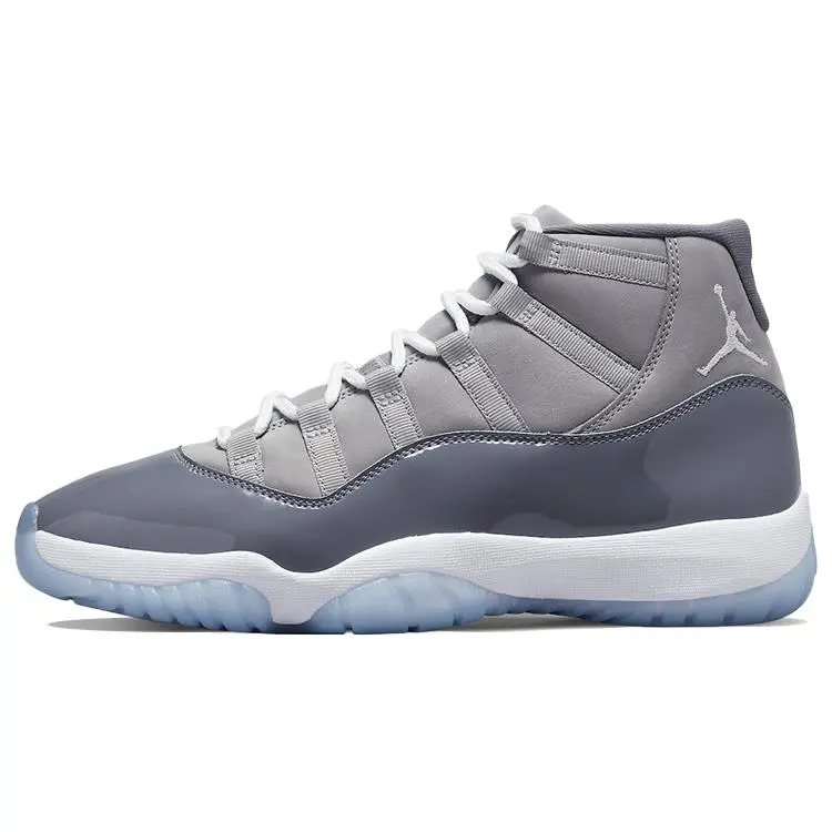 Men's Retro Basketball Sneakers, Cool Grey Synthetic High-Tops with Rubber Sole and Logo, Casual Lace-Up Style CT8012-005, Size US 10 EUR 44